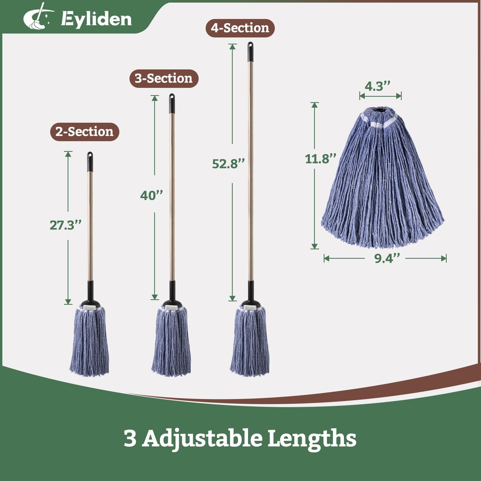 Eyliden Mop for Home & Commercial, Kitchen, Garage, Office Floor Cleaning
