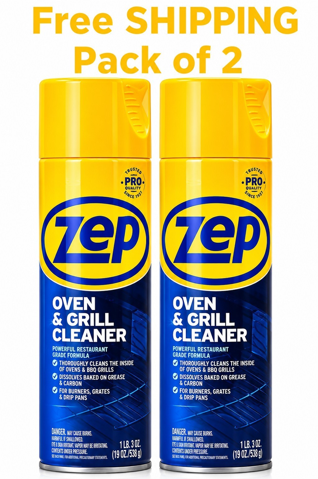 Zep Heavy-Duty Oven and Grill Cleaner – 19 oz, Dissolves Grease (Pack of 2)