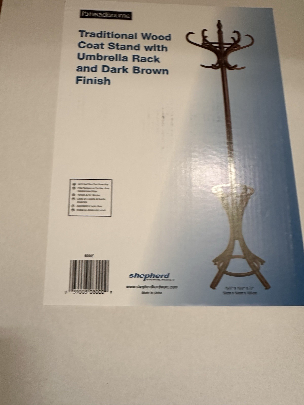 Free Standing Coat Rack Rotating Umbrella Stand Walnut Colored Solid Wood
