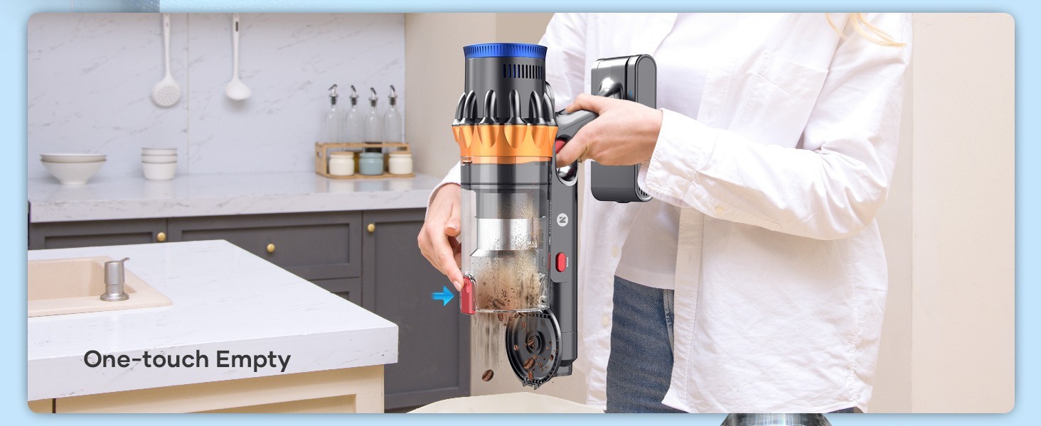 Cordless Vacuum Cleaner 65KPa Brushless Motor 75min Stick for Pet Hair Hardwood