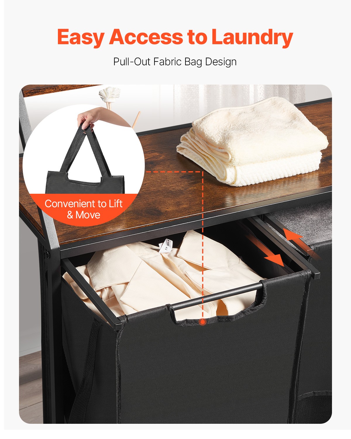 VEVOR 2 Tiers Laundry Sorter Tall Laundry Hamper with Wheels and Hooks 2 Section