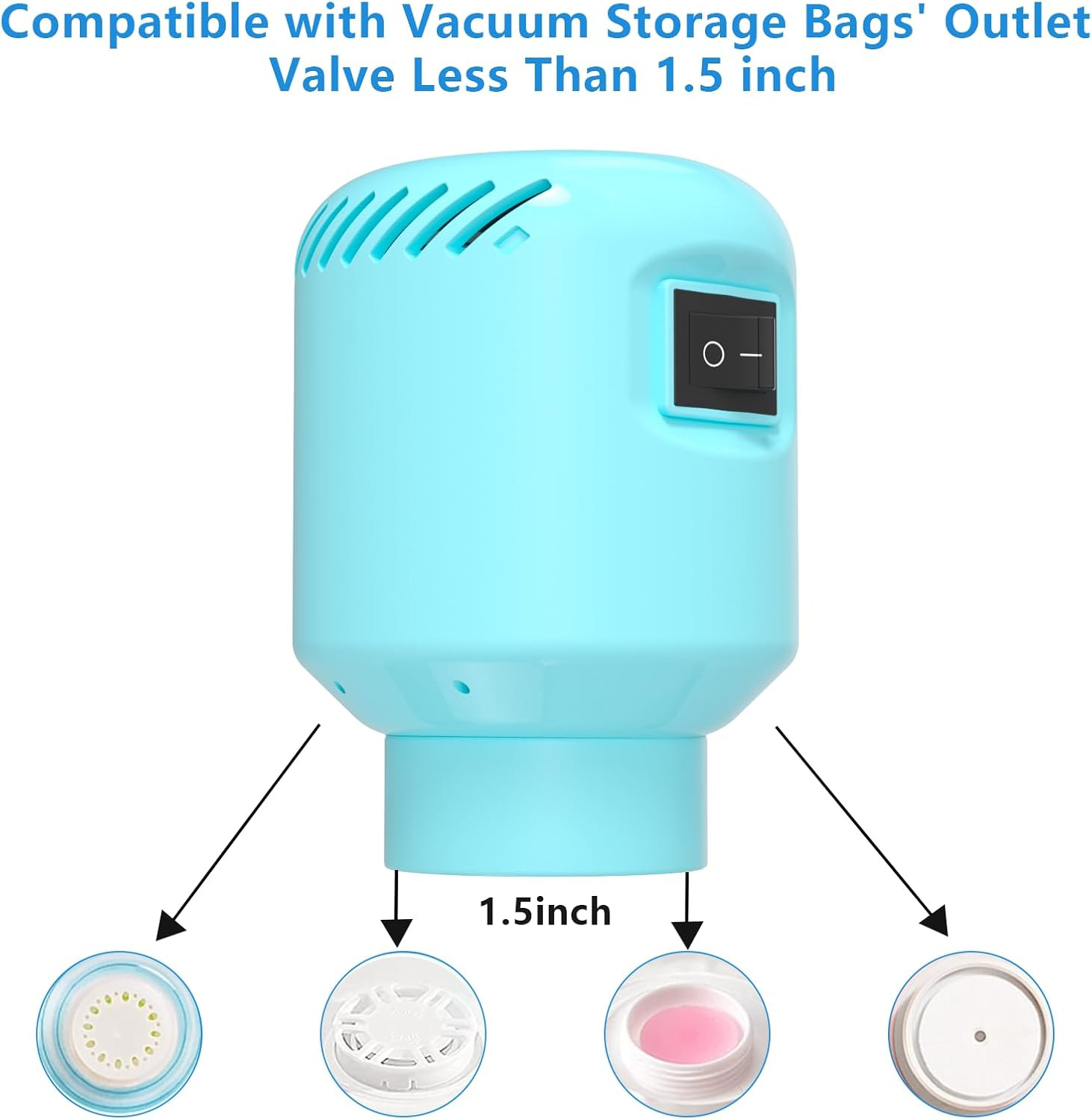 Electric Vacuum Pump, Portable, for Storage Bags, Blue | Electric Air Pump for V