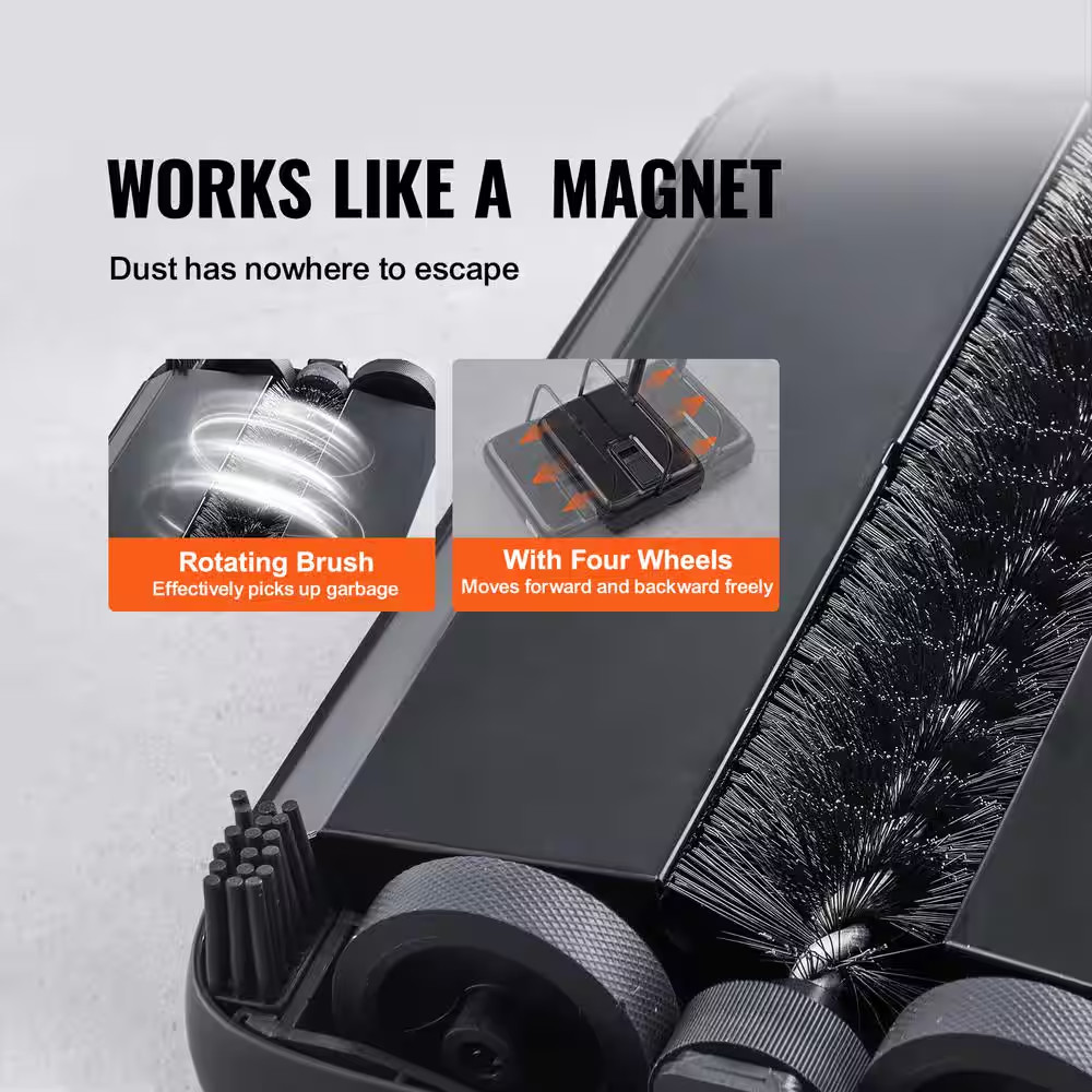 VEVOR Carpet Sweeper Floor Sweeper Manual 7.87 in Sweeping Paths Non Electric