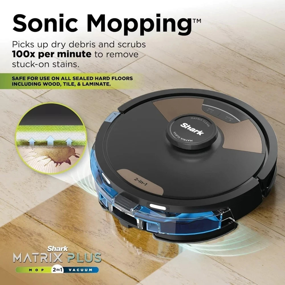 Shark Matrix Plus 2-in-1 Robot Vacuum & Sonic Mop, Home Mapping, HEPA Bagless Se