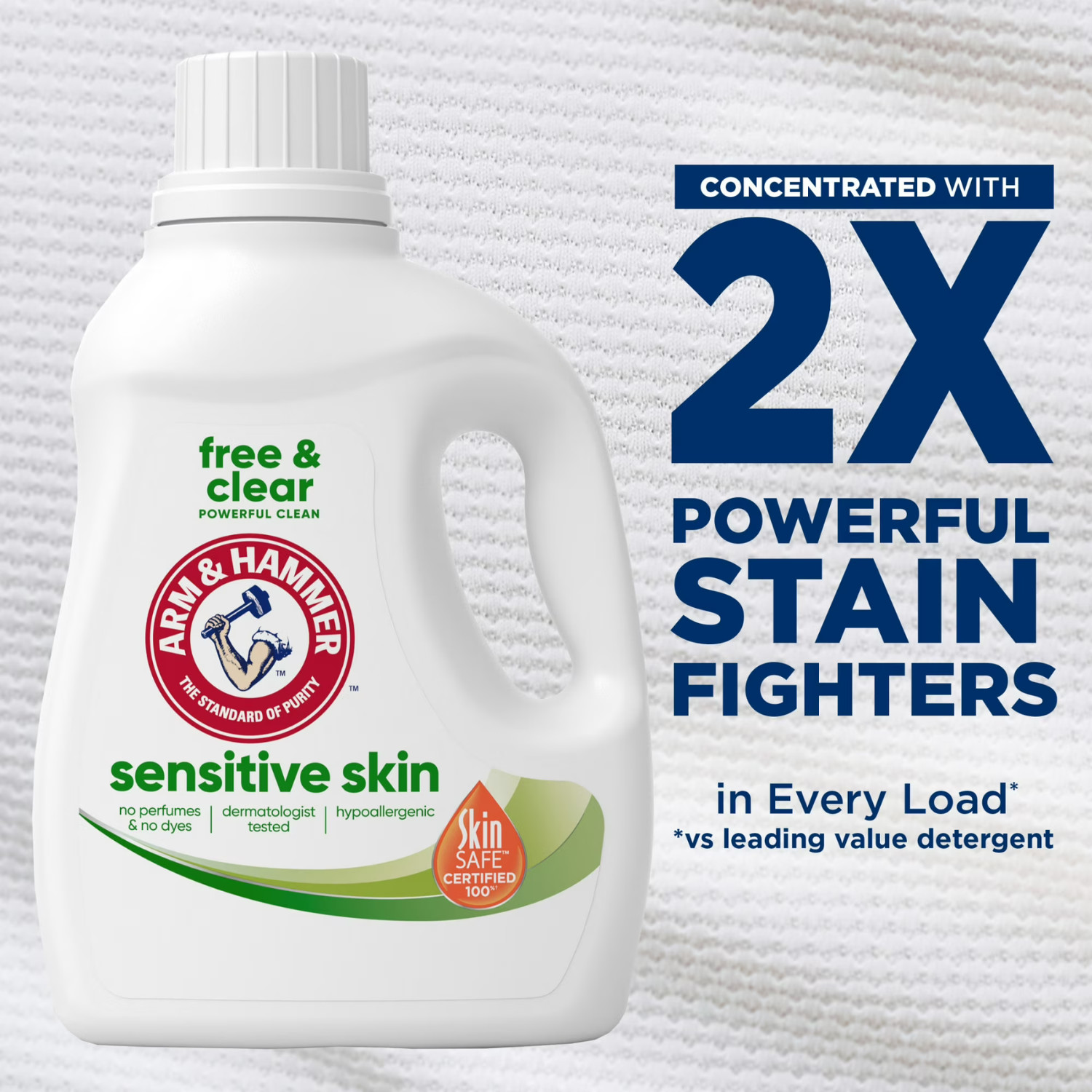ARM & HAMMER Free & Clear Sensitive Skin Detergent 105oz 105 Loads, 4 Pack