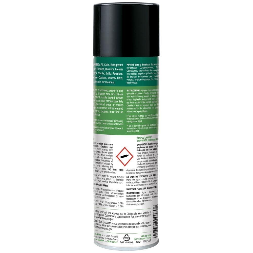 20 Oz. Foaming Coil Cleaner Aerosol HVAC AC Evaporator Condenser Cleaner Spray