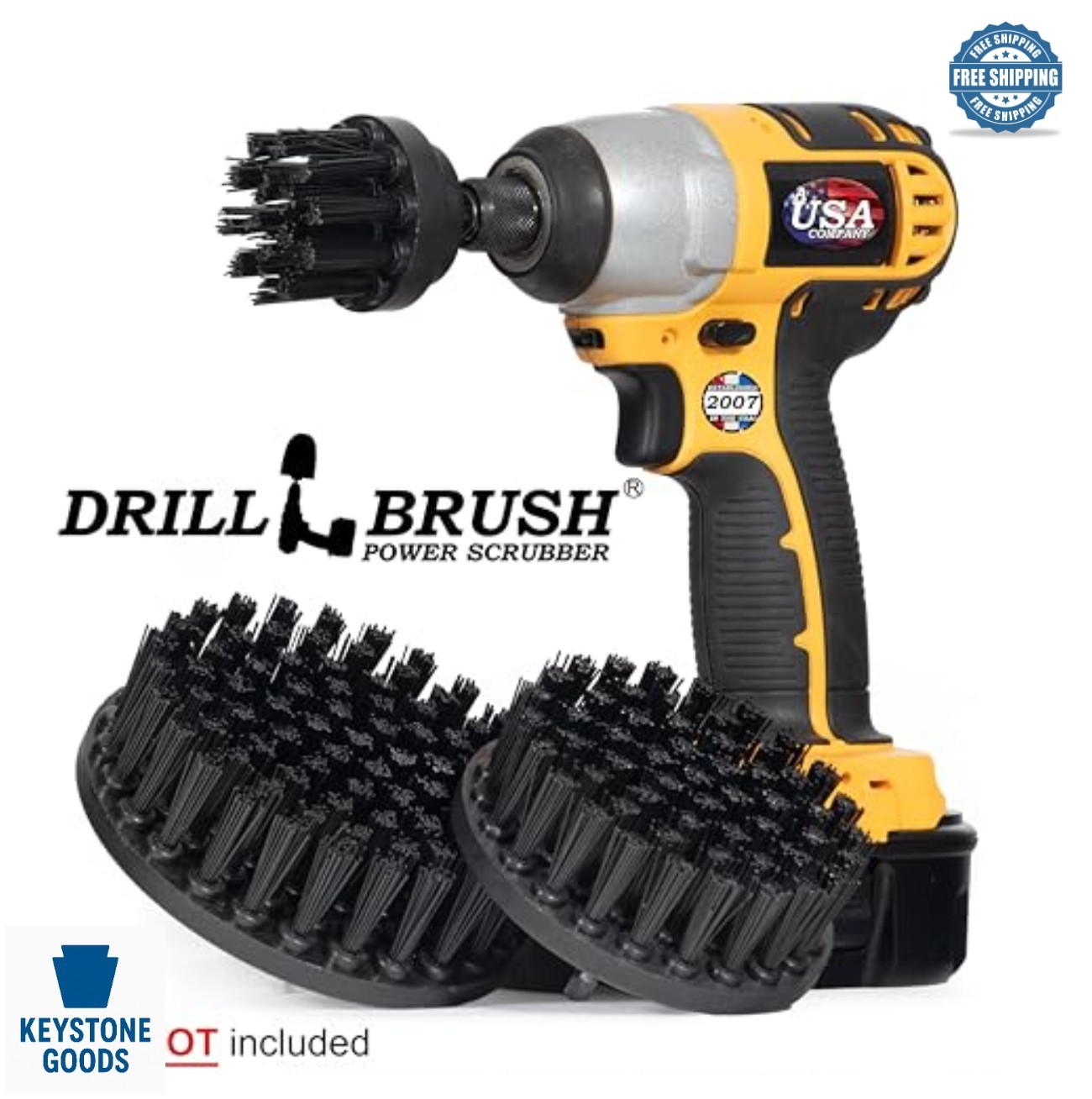 Drill Powered Cleaning Brush Set 3 Piece Ultra Stiff Nylon Bristle Grill