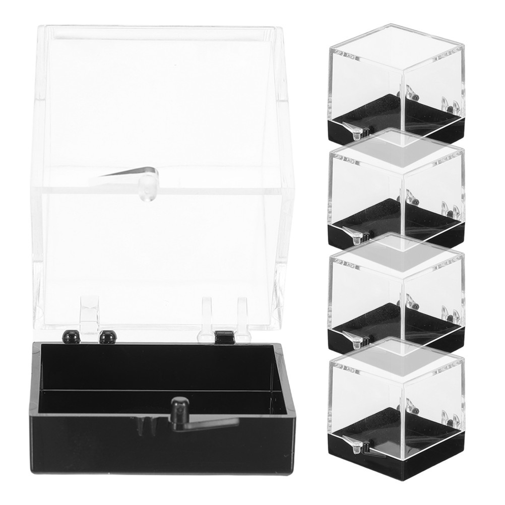 5Pcs Transparent Plastic Specimen Boxes for Mineral Collection and Coin Display