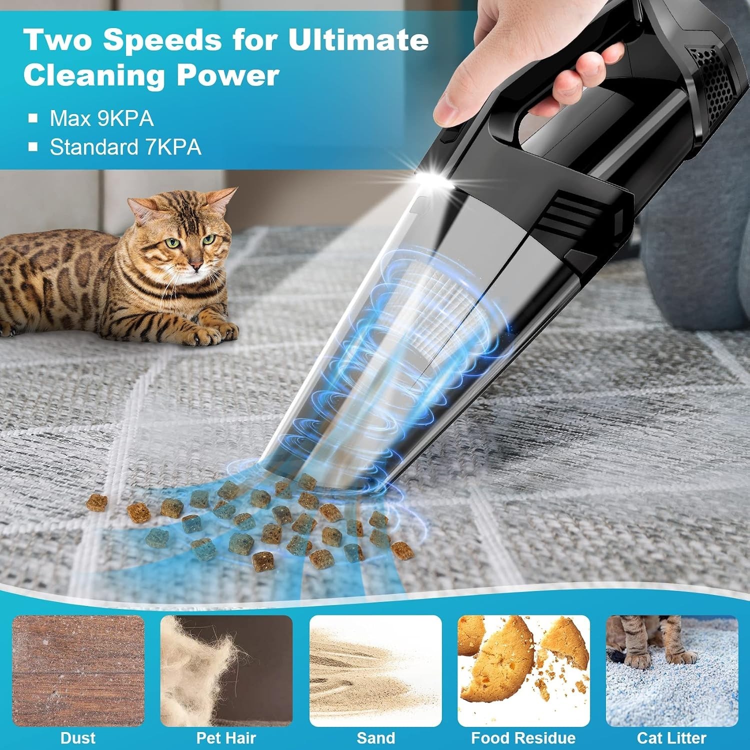 Lightweight Rechargeable Portable Car Vacuum with HEPA & High Power Suction