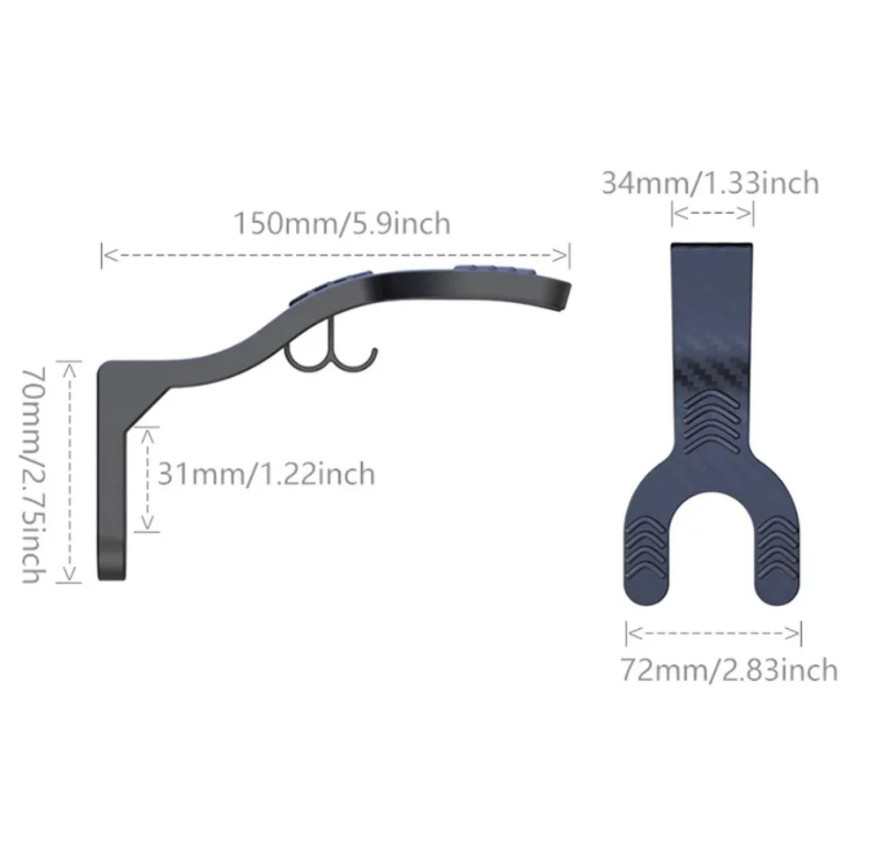 1pc Black Wall Mounted Helmet Hook Rack Heavy Duty Multipurpose Holder – NEW