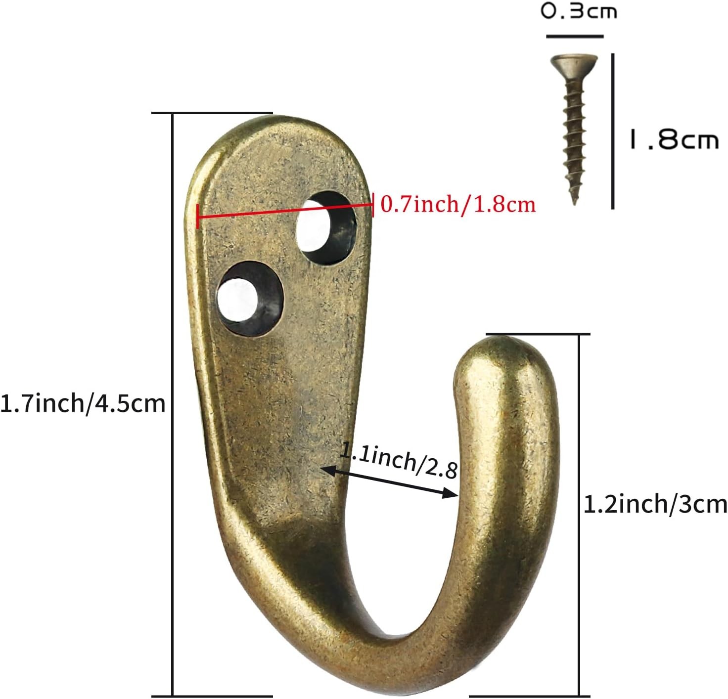 15PCS Coat Hooks Wall Mounted Single Prong Robe Hook for Hanging Towel Hooks