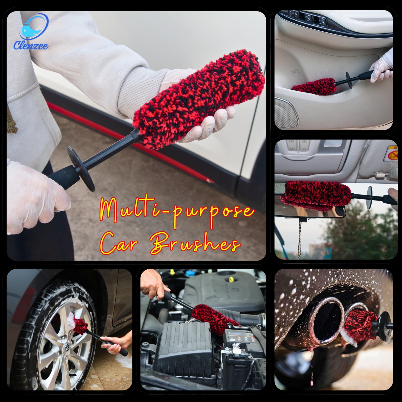 15 Inch Microfiber Wheel Brush Soft NonMetallic Rim Cleaner Car Cleaning
