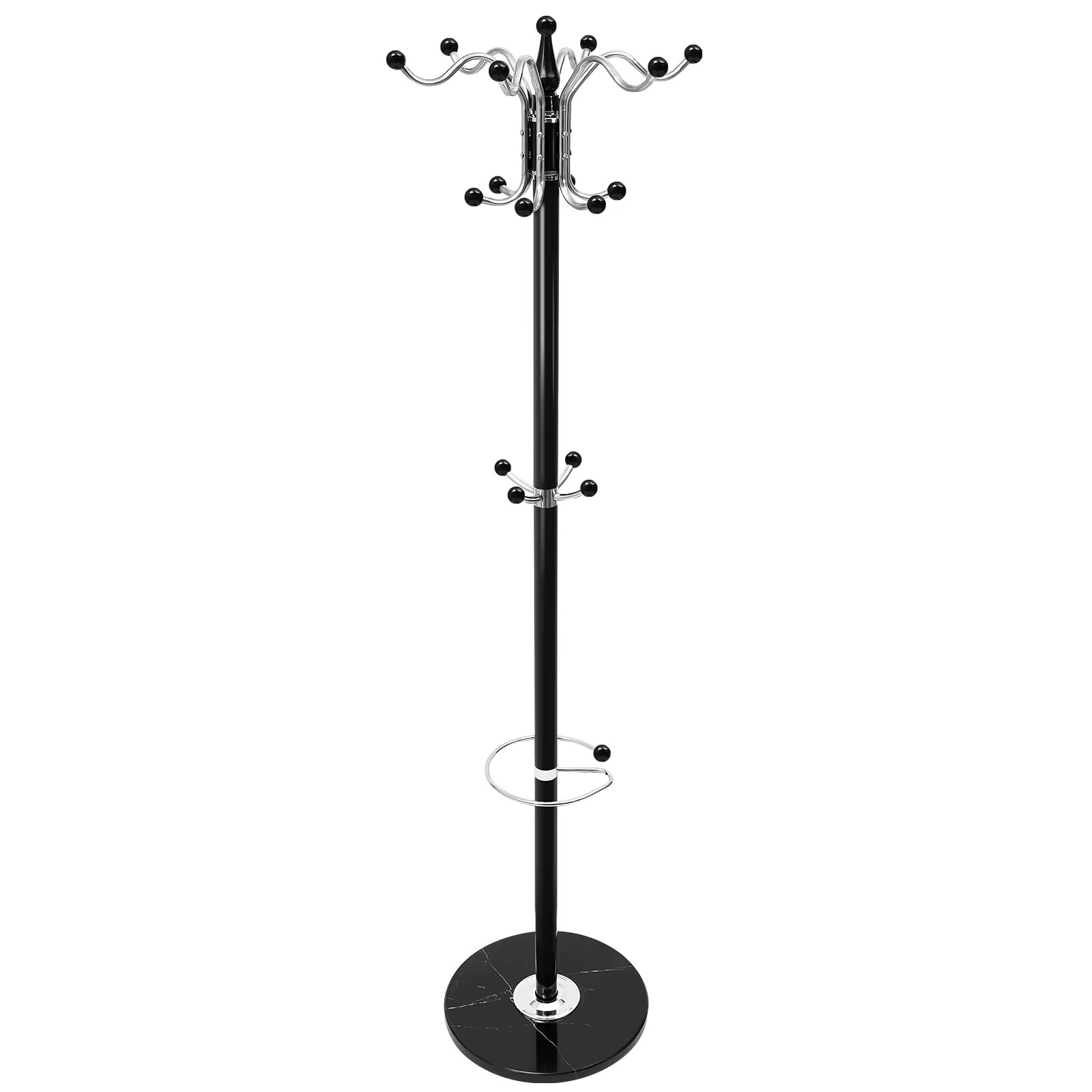 Coat Rack, 16 Hooks 4 Tiers, Vintage Umbrella Clothes Hanger, Overcoat Hat Jacke