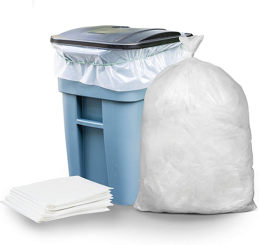 Plasticplace 95-96 Gallon Trash Bags – Clear, Case of 50 Garbage Bags