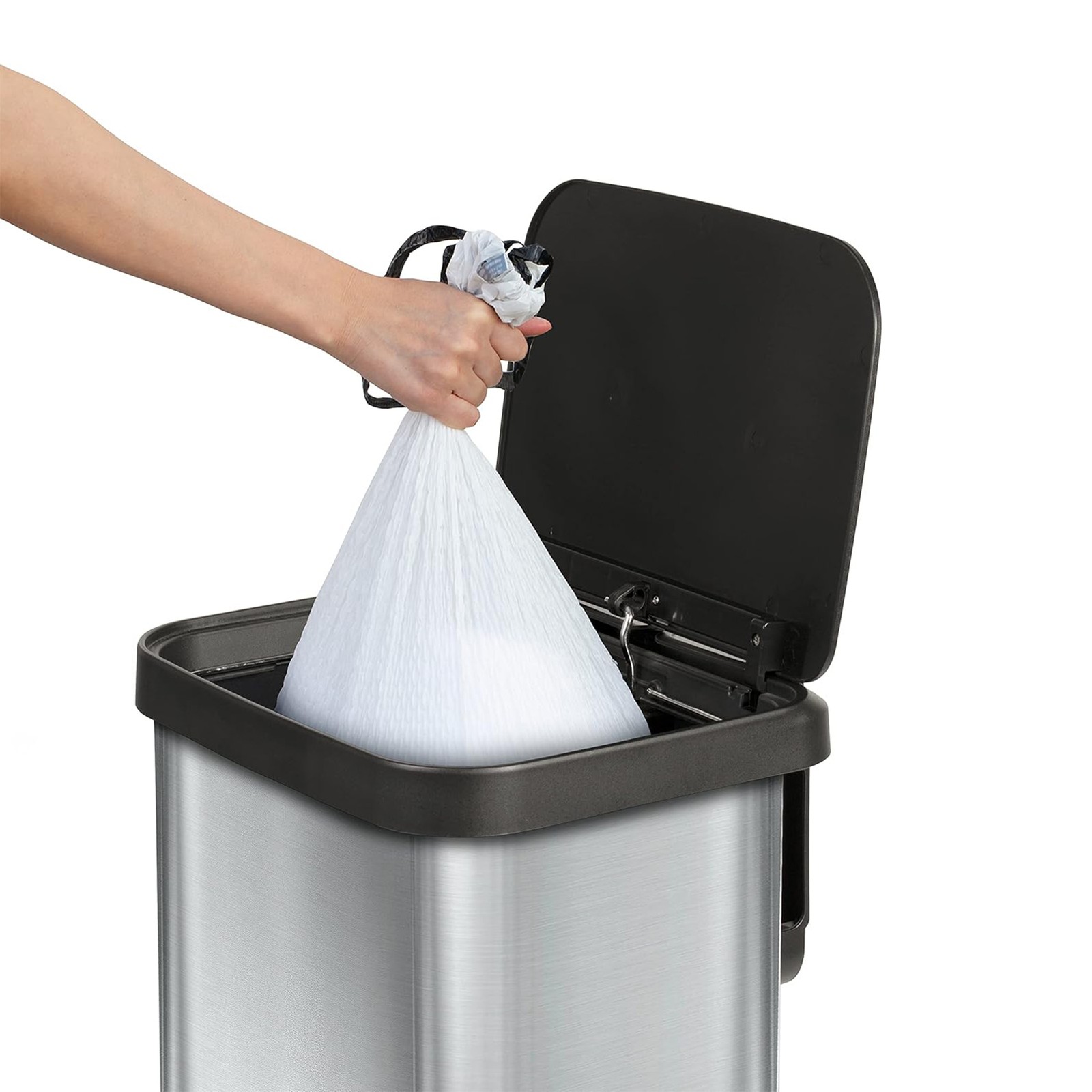 Glad Step Trash Can, Soft Close Lid Bin with Odor Protection, 13 Gal (Used)