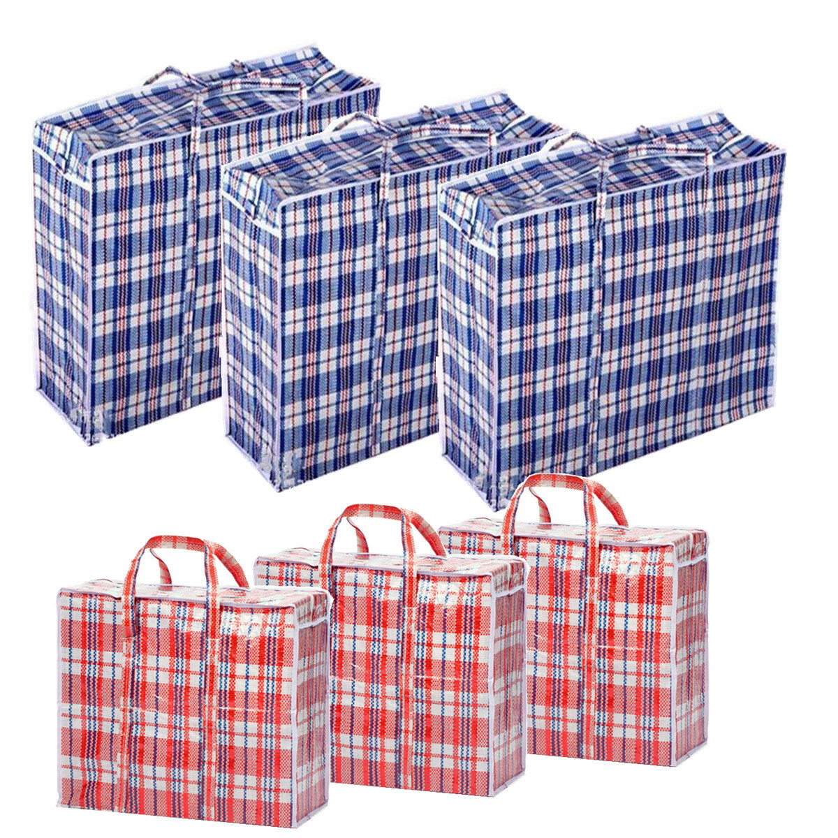 Reusable Large Jumbo plastic Shopping Laundry Moving Storage Luggage Bag Zip