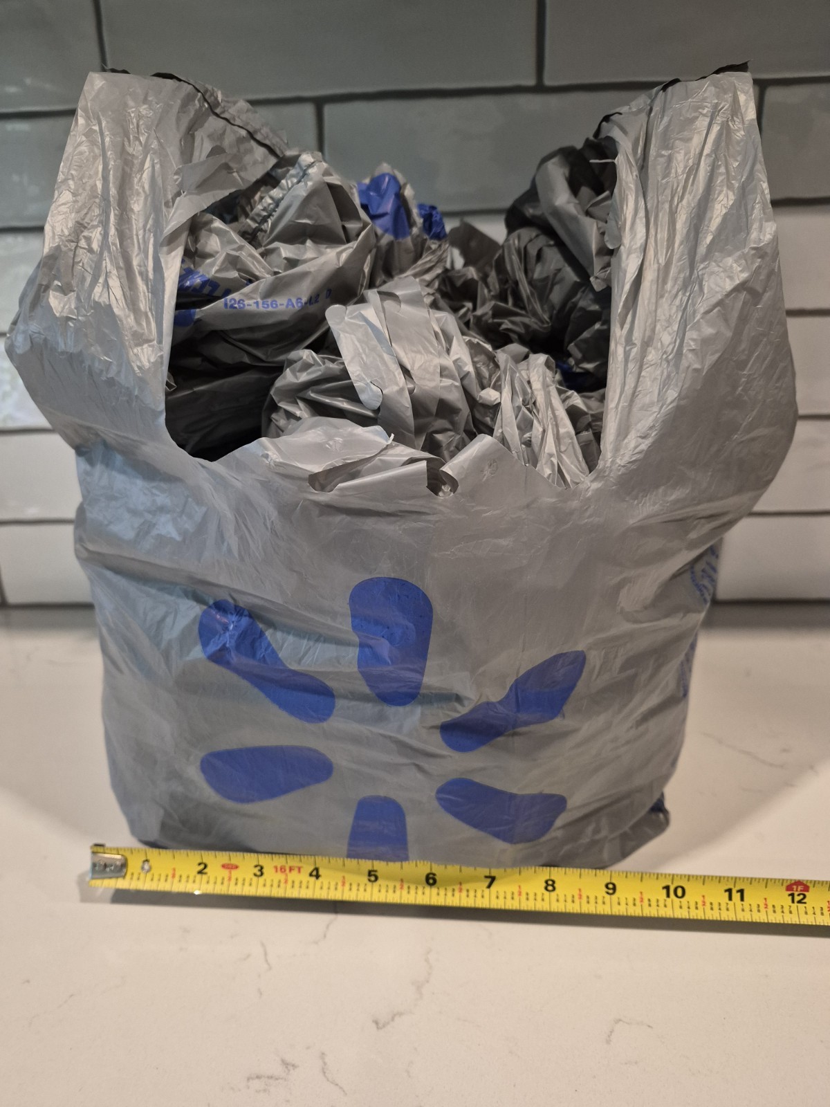 35 Walmart Plastic Grocery Bags Used Once Reusable Shopping Gray Art Craft Trash