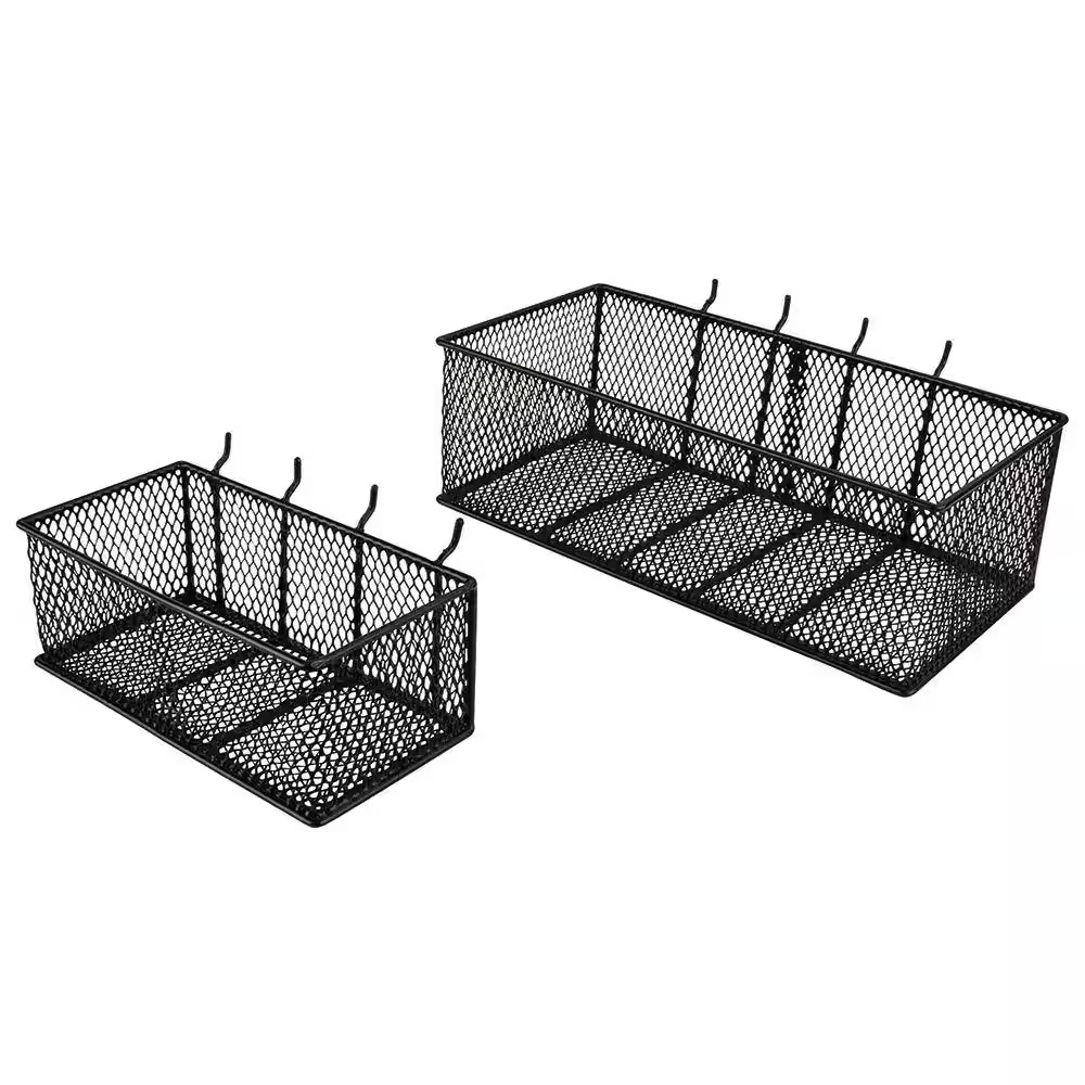 Steel Mesh Pegboard Basket in Black(2-Pack)