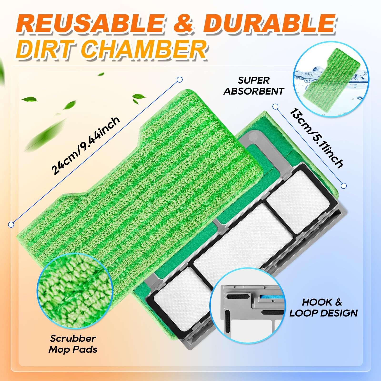 Reusable Pads Compatible with Shark Vac Pad VM252 VM251 VM180