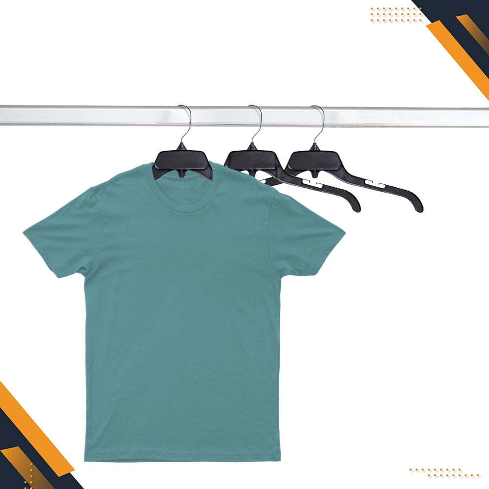 25 Pack Durable Plastic Clothing Hangers with Metal Swivel Hooks, 17 inch,Black