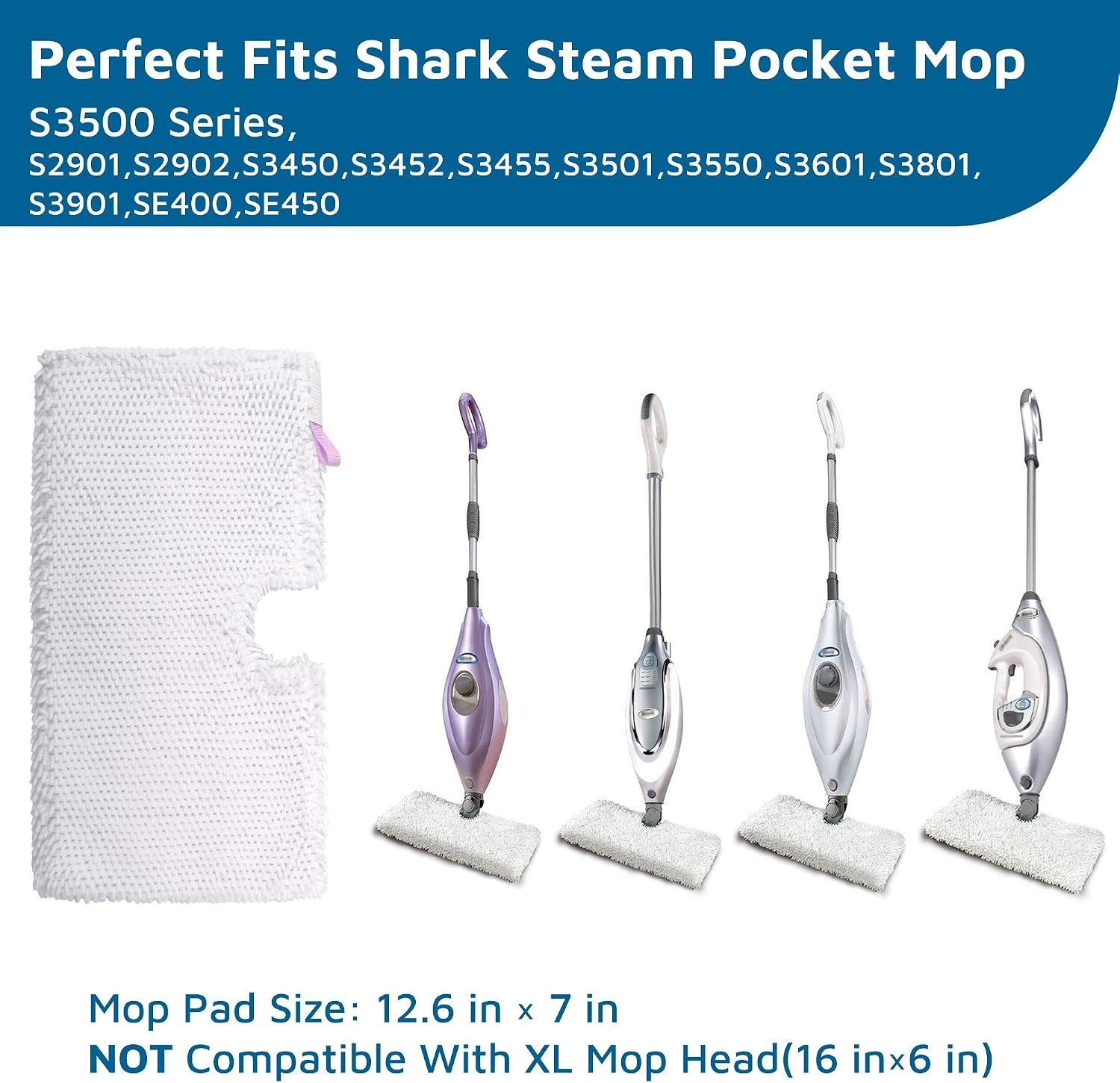 Flammi Steam Pocket Mop Replacement Pads for Shark S3500 Series S3501 S3601 S355