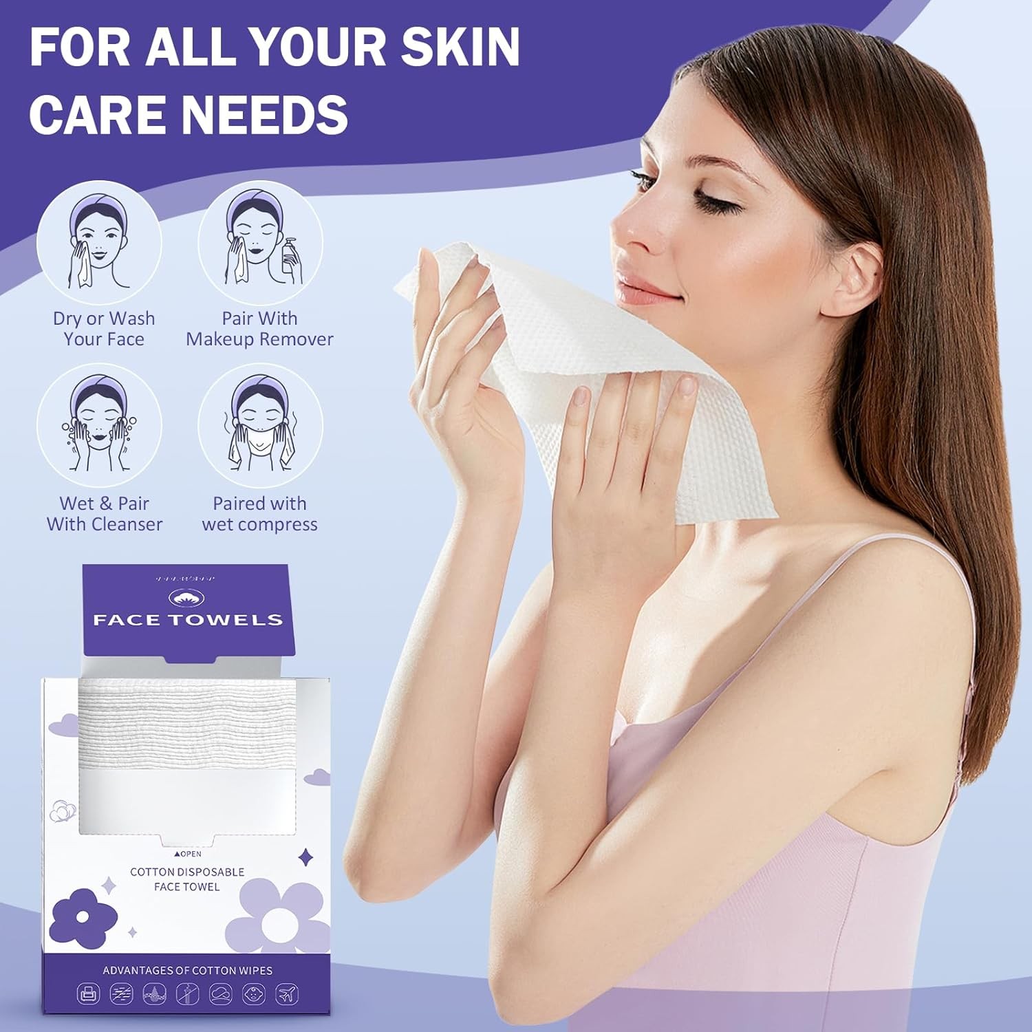 Face Towels, Disposable Face Towelette, Makeup Remover Dry Wipes 100 Count(2
