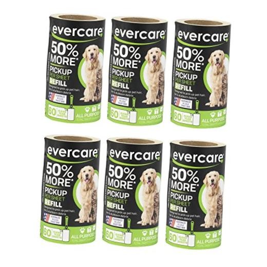 Pet Lint Roller Refill, Manual Operation, 60 Pack of 6 (360 Sheet Count)