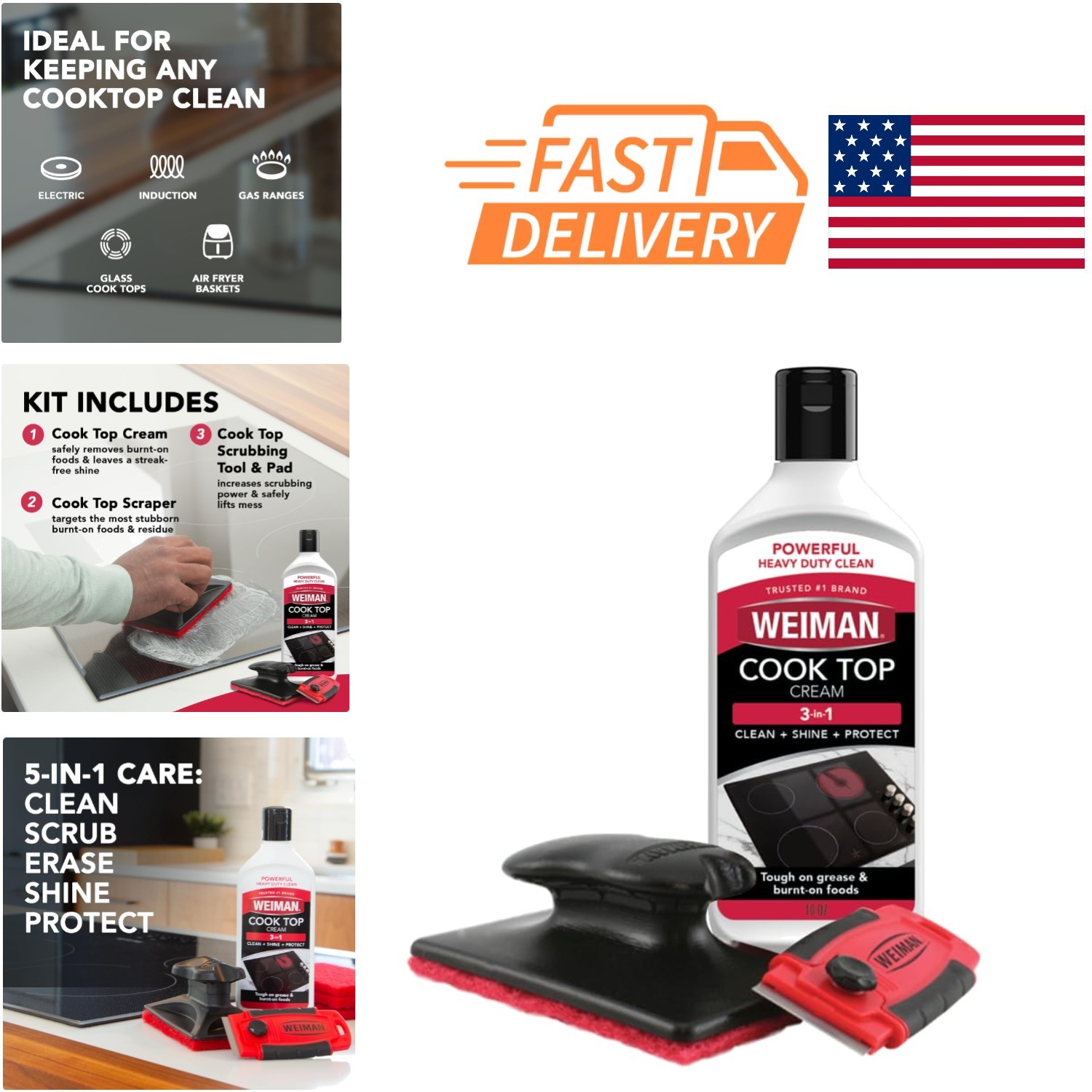 Streak Free Cooktop Cleaner 10 Ounce Liquid Safe for Glass Ceramic Induction Use