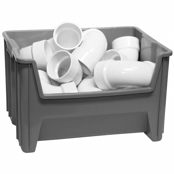 Akro-Mils 13017Grey 75 Lb Hang & Stack Storage Bin, Plastic, 19 7/8 In W, 12