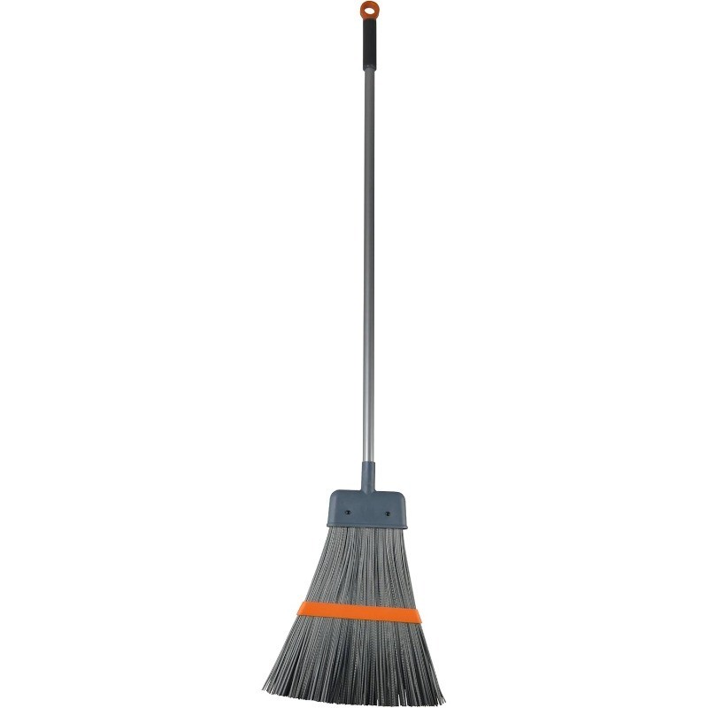 Casabella Quick ‘n Easy Upright Broom and Dustpan Set, Gray/Orange