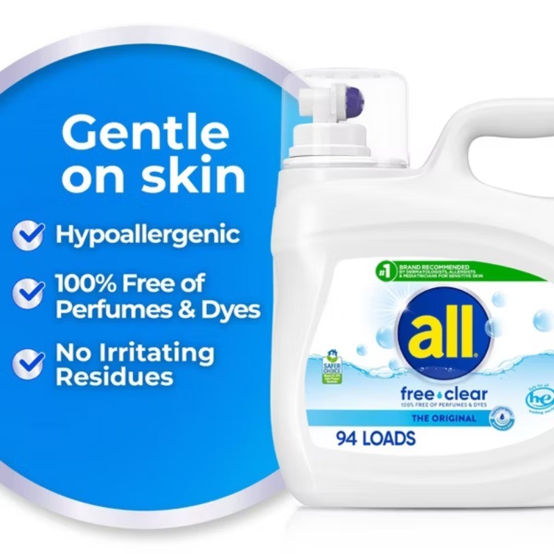 Unscented Free Clear for Sensitive Skin HE Liquid Laundry Detergent – 118 fl oz