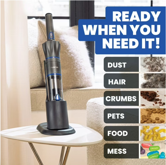 Ruvio Pro Cordless Hand Vacuum 17” Portable Vacuum Cleaner for Home and Car Use