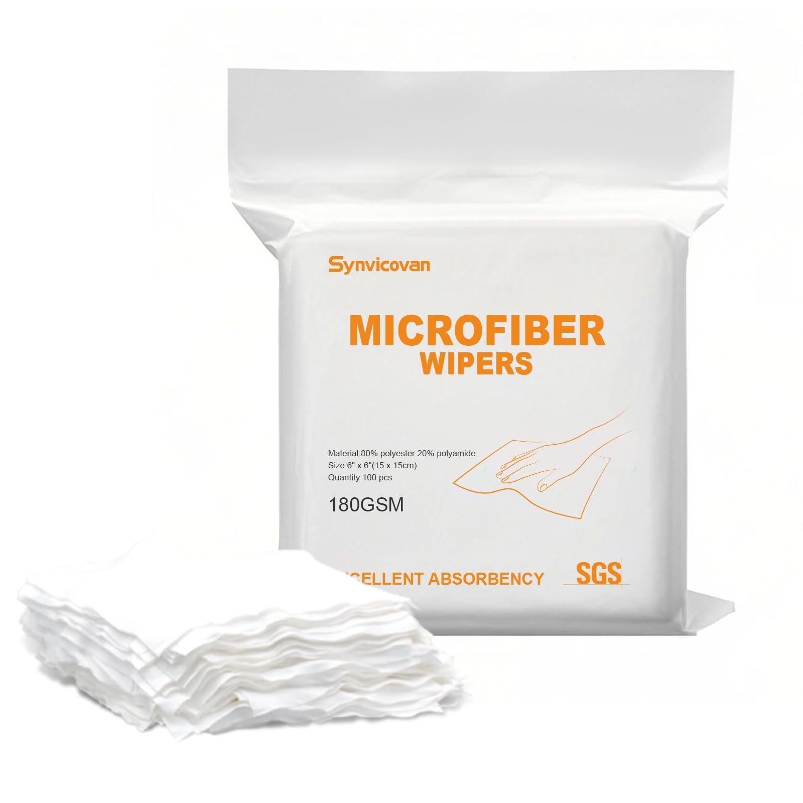 Microfiber Wipes 6×6(100 Pcs,Class 100, 180GSM) Superfine Lint Free Cloths Clean
