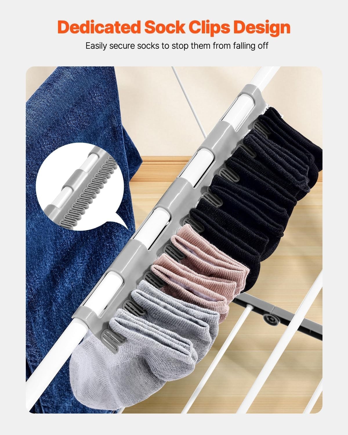 Elegant 2-Tier Foldable Laundry Dryer Rack with Sock Clips – Space-Saving White