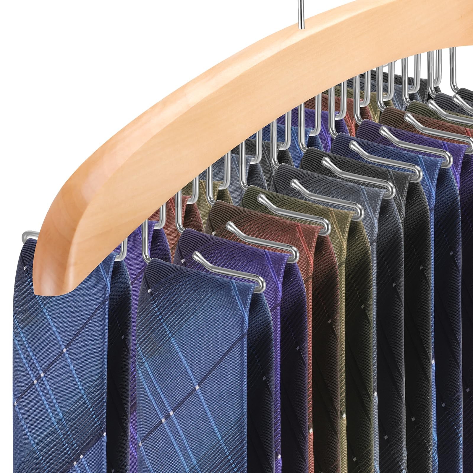 Tie Rack Hanger for Closet,360 Degree Rotating Tie Holder Organizer with 24 F…
