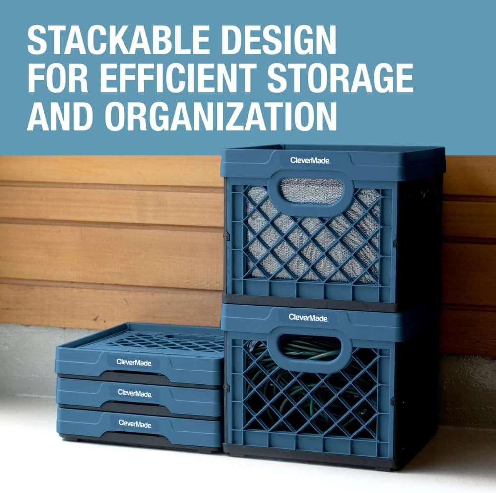 Collapsible Milk Crate 25L 6.6 Gal 50 lb Capacity Heavy Duty Folding Crate