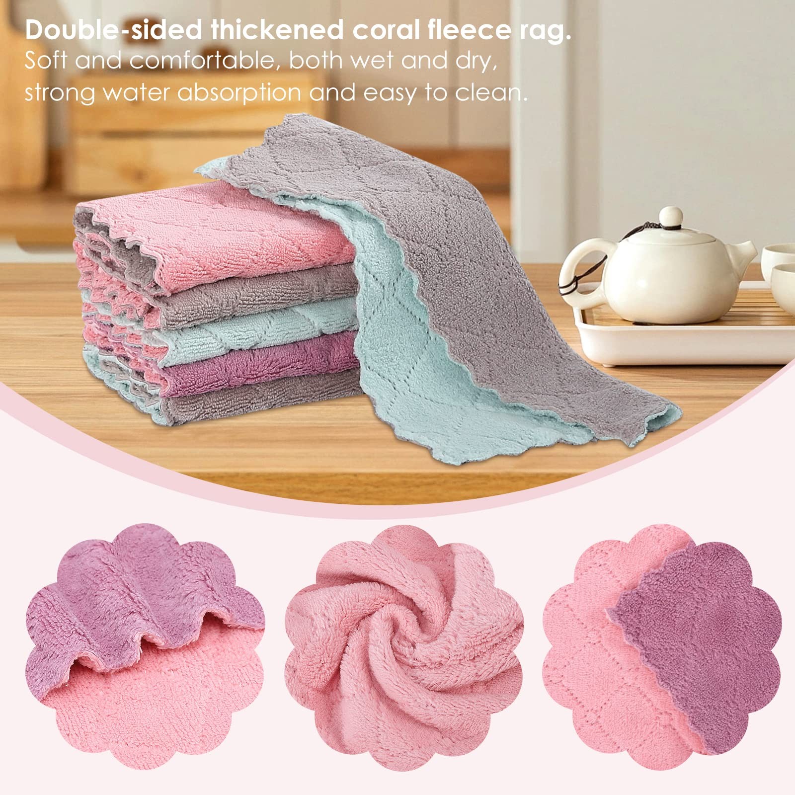 22Pack Kitchen Dish Cloths,Reusable Dish Towels,Nonstick Oil Washable Fast Dr…