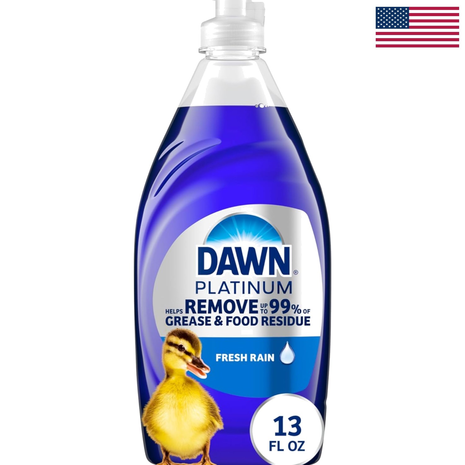 Fresh Rain Scent Platinum Dish Soap, 13 oz for Tough Grease, Trusted Quality