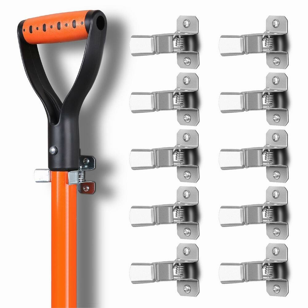 Garden Tool Organizer 10 Pack Shovel Broom Mop Holder Wall Mount Spring Grip H-D