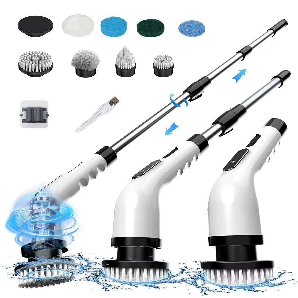 9-in-1 Electric Spin Scrubber Cordless Rechargeable Power Cleaning Brush Bathroo