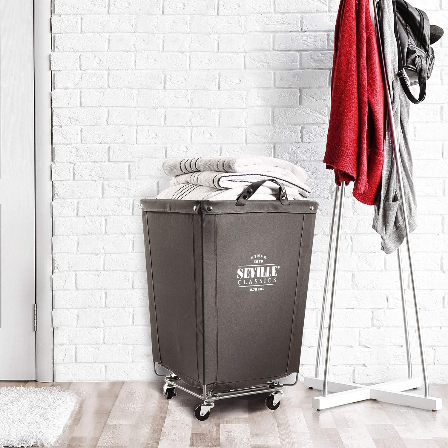 Laundry Hamper Cart – Canvas Bin – Commercial & Residential – 18.1″ D x 18.1″