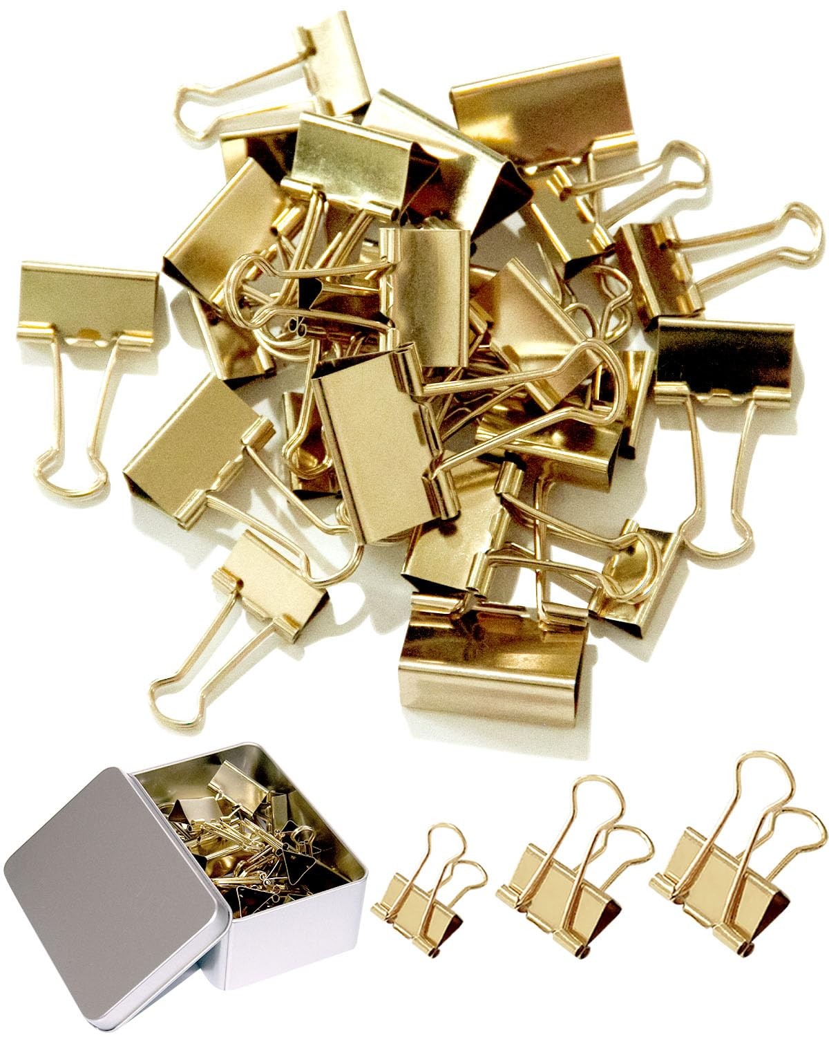 Assorted Binder Clips 0.75/1/1.25in assorted (0.75in, 1in, 1.25in), Gold