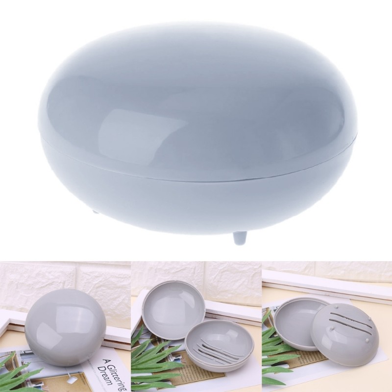 Travel Sealed Box Soap Dish with Cover Portable Storage for Case for Shower Bath