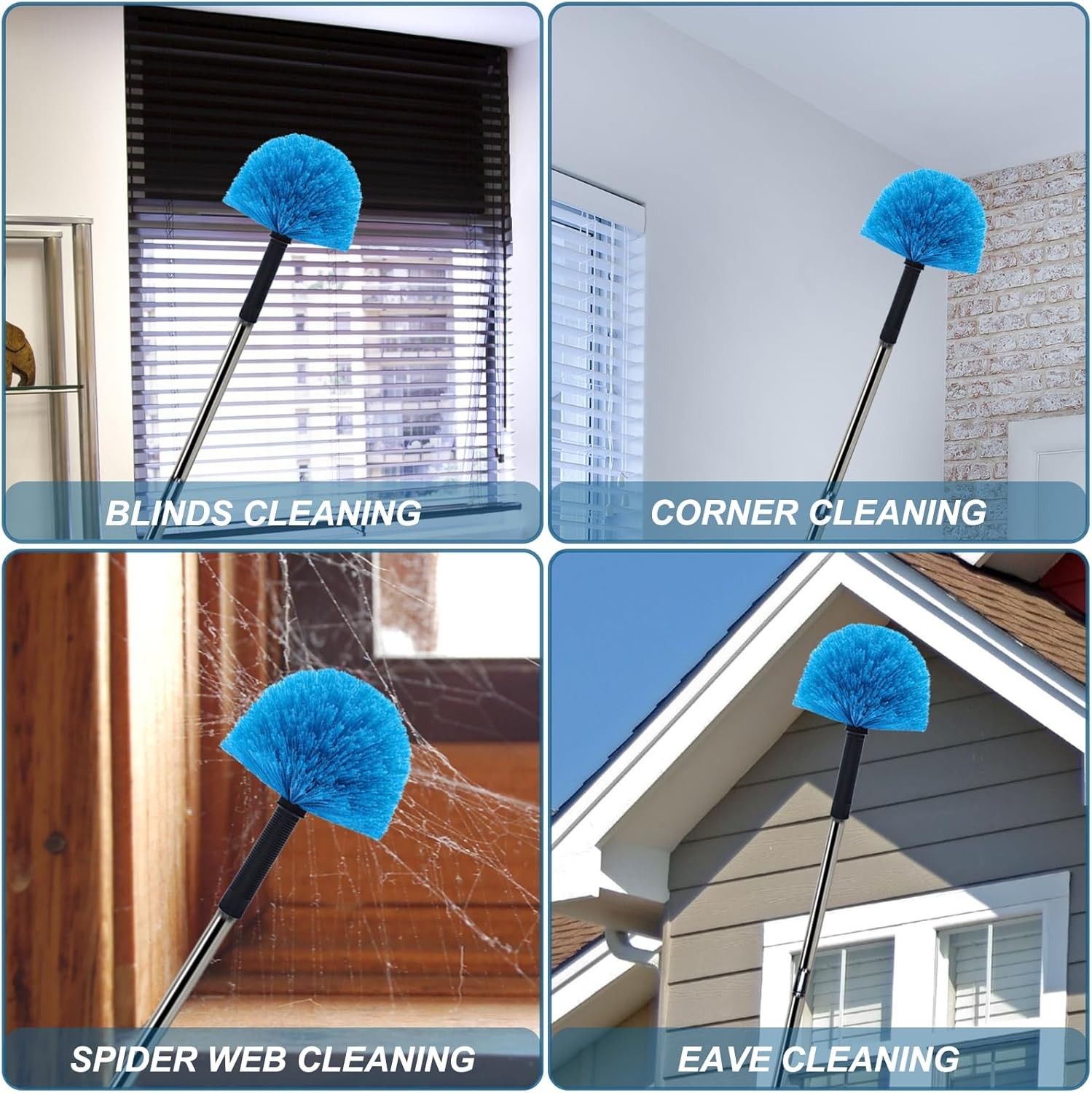 2 Pack Blue Robust Cobweb Duster Head Brush//Superior Twist-On Web Cleaning Tool
