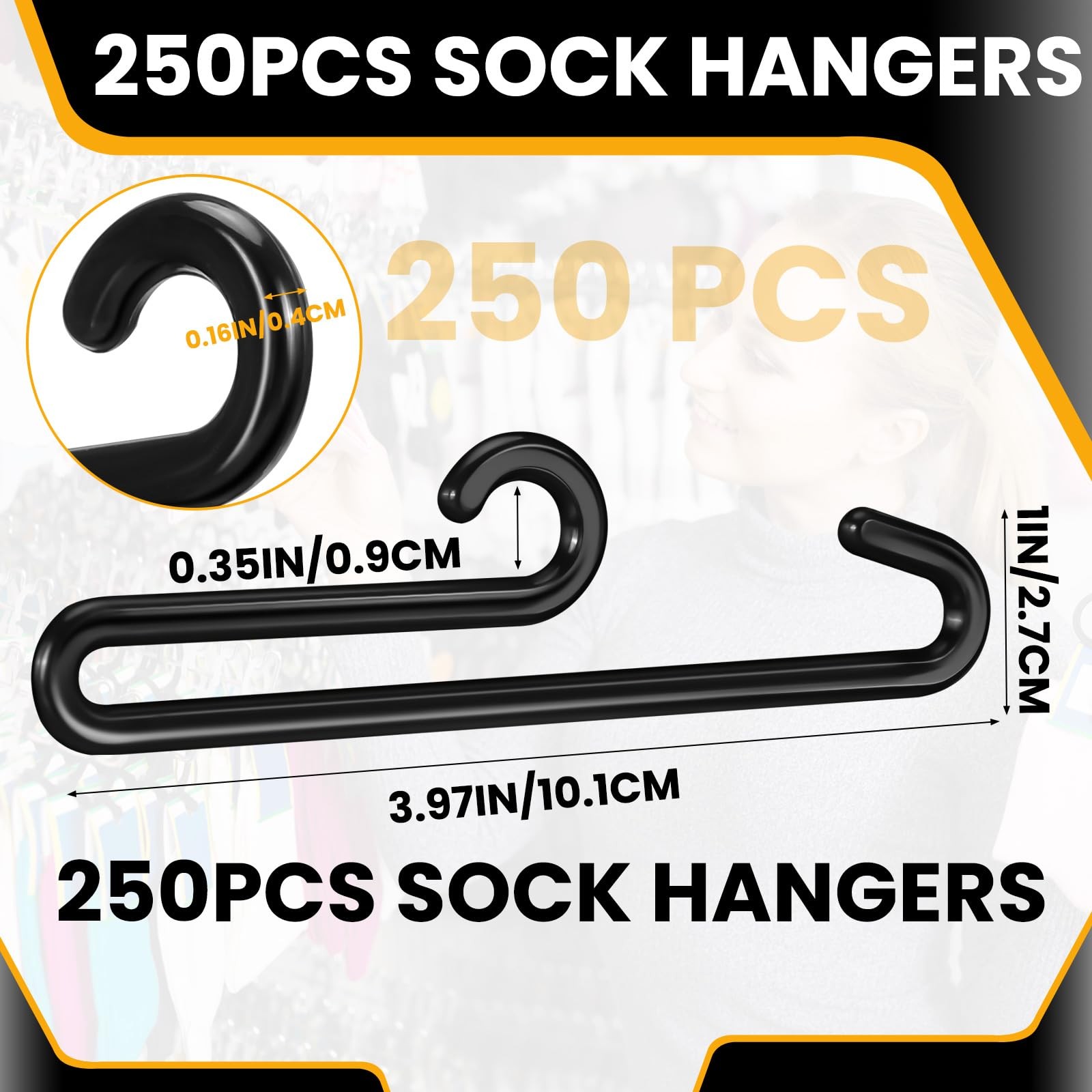 250 Pcs Plastic Sock Hanger with Curved Bar 3.9″ Display Hooks Hangers Retail…