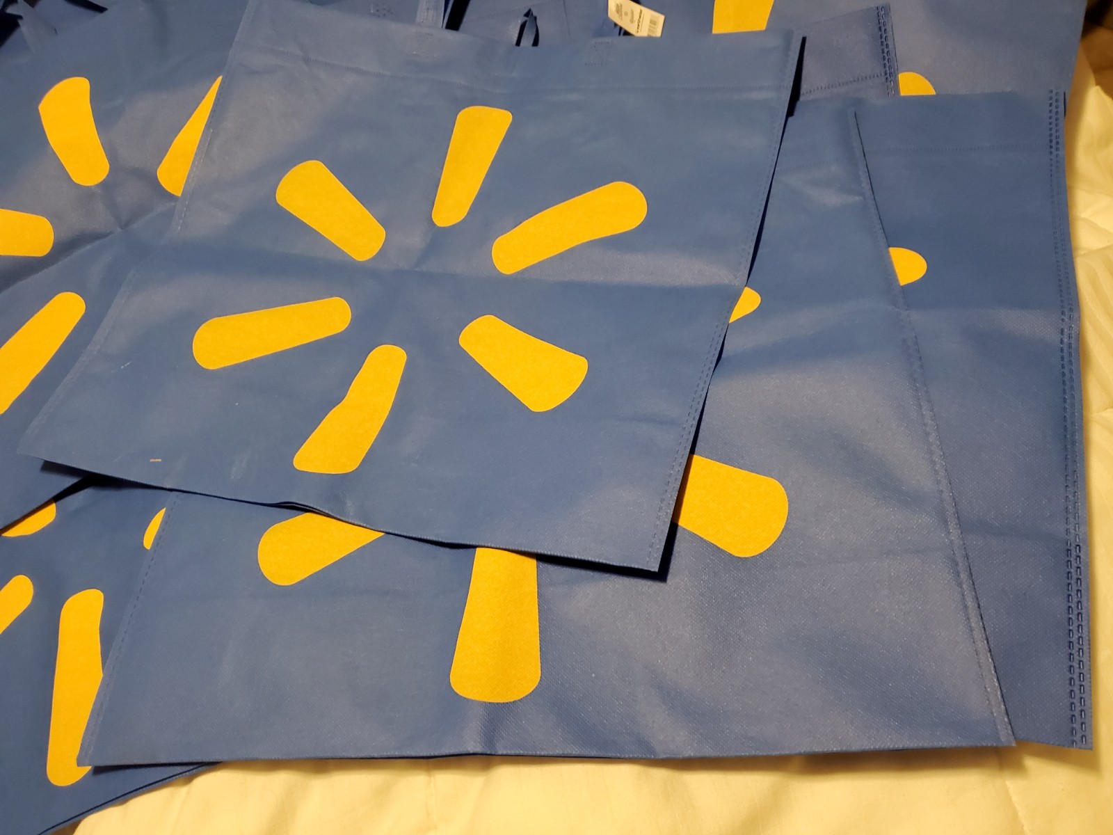 15 Lot New XLarge Walmart Reusable Shopping Bags Set Blue Crafts Tools 18″ X 17″