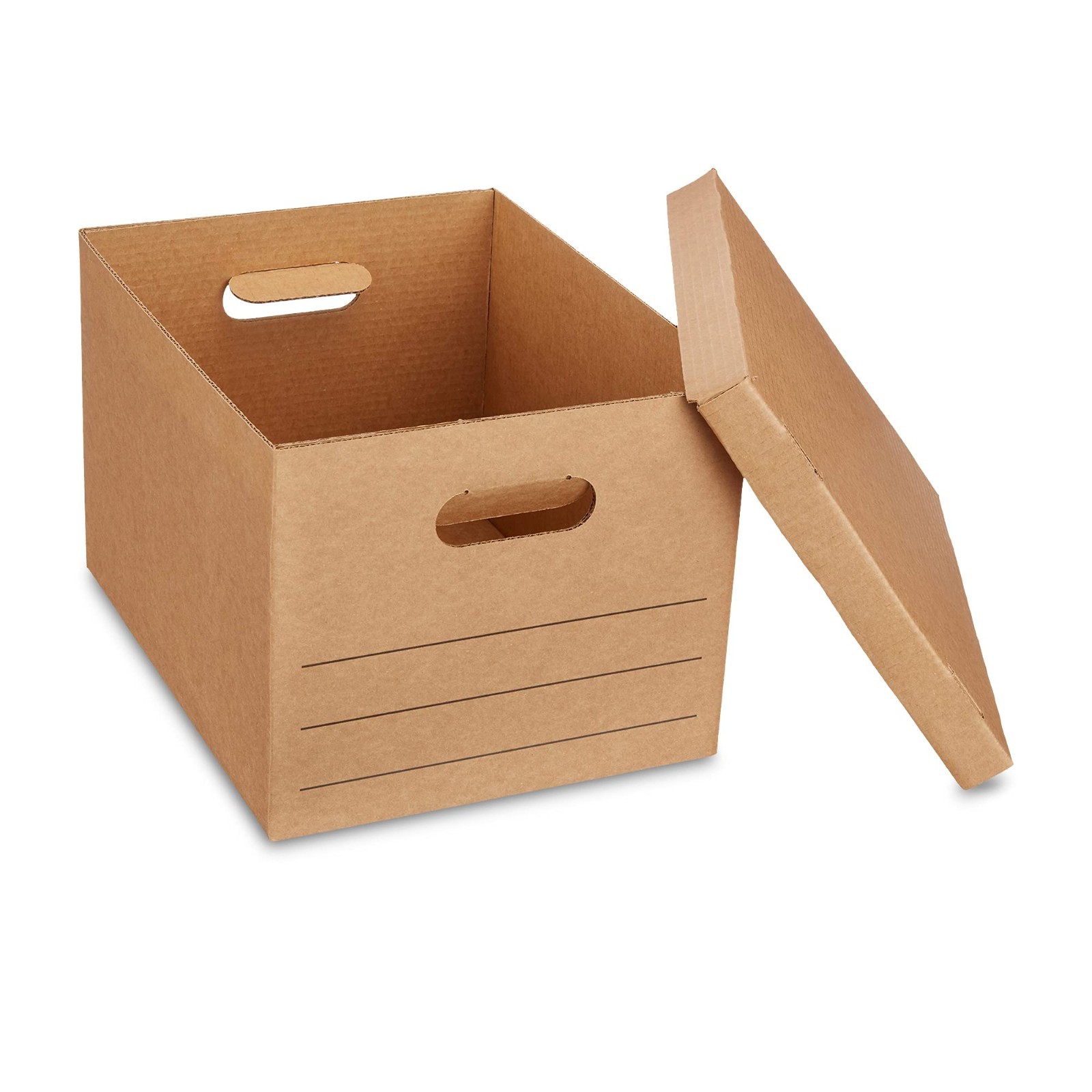 Moving & Storage Boxes with Handles, Lift-Off Lids, Collapsible, 15x10x12 in, 20