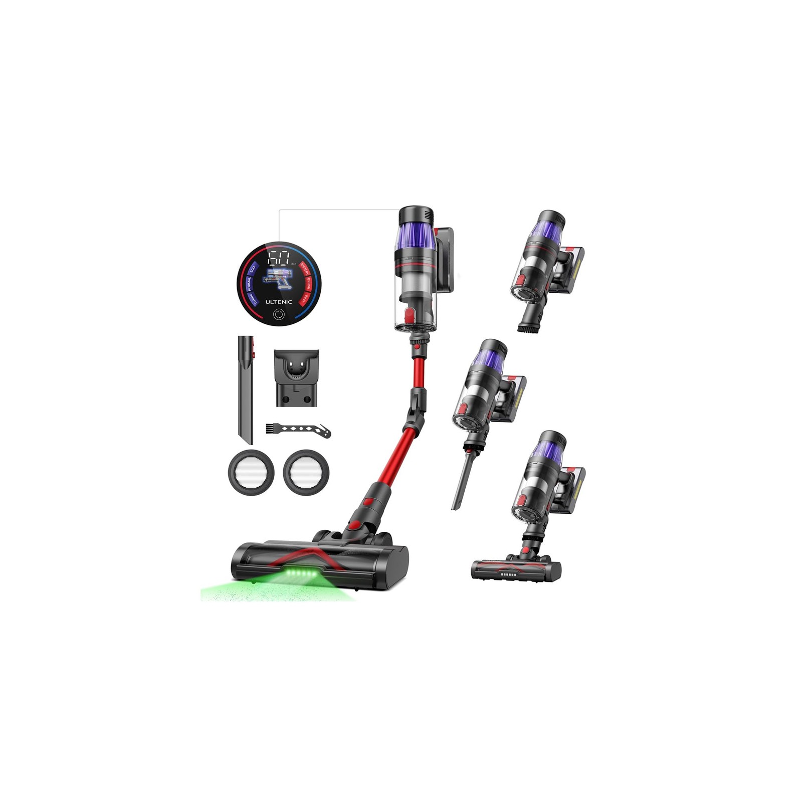 Ultenic Cordless Vacuum Cleaner, 600W 55Kpa 60Mins Vacuum Cleaners for Home