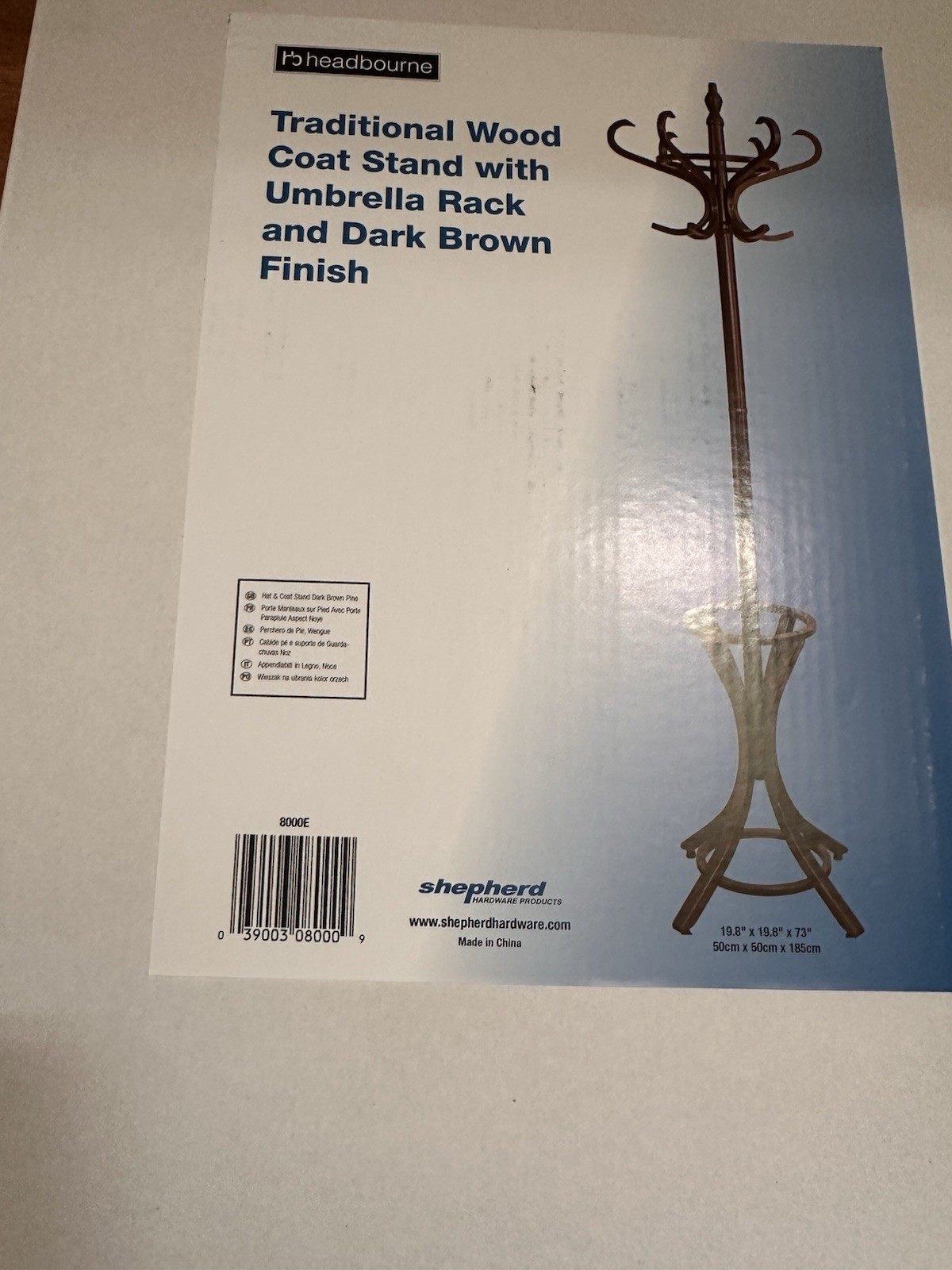 Free Standing Coat Rack Rotating Umbrella Stand Walnut Colored Solid Wood