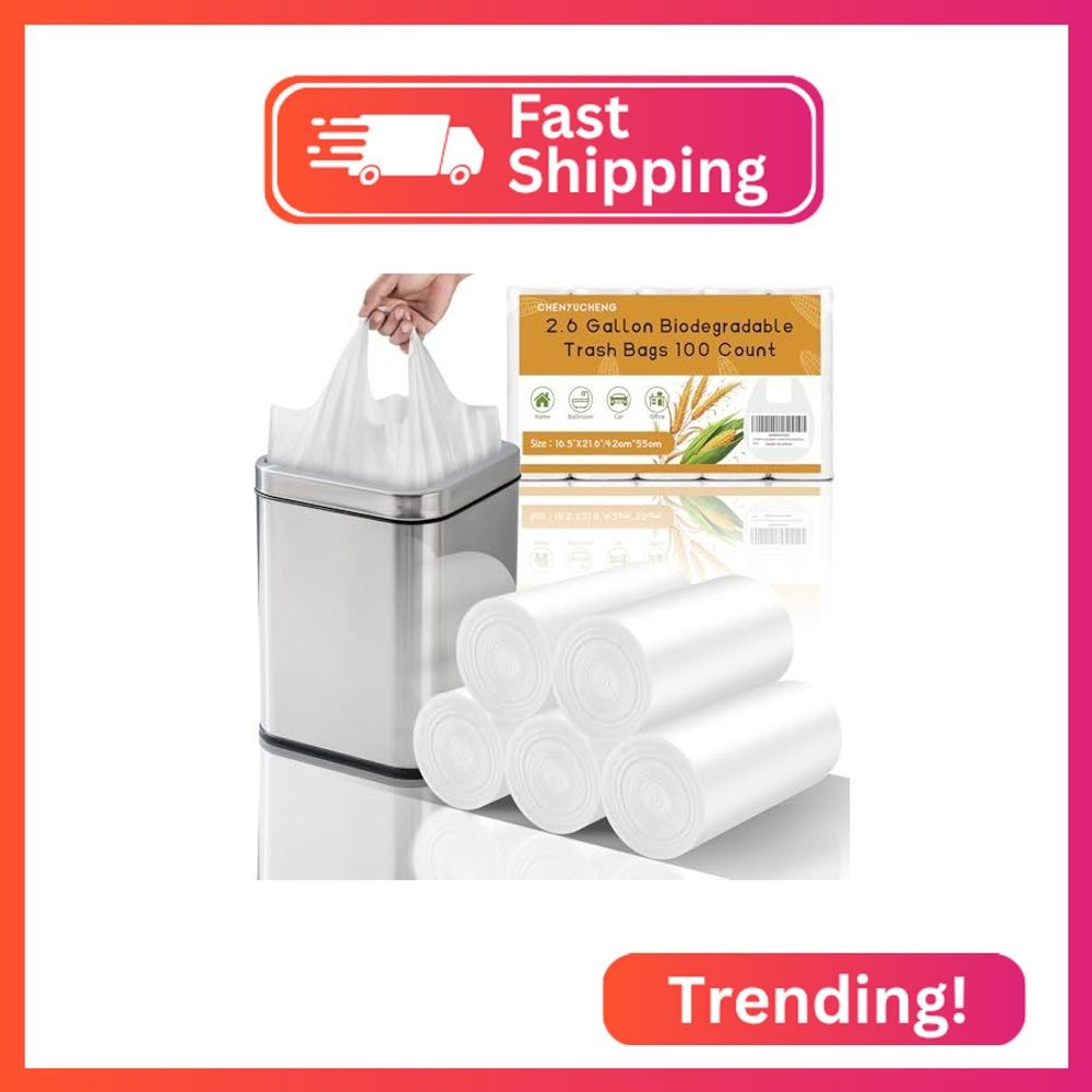 2.6 Gallon Compostable Small White Trash-Bags-Bathroom – Biodegradable Mini Garb